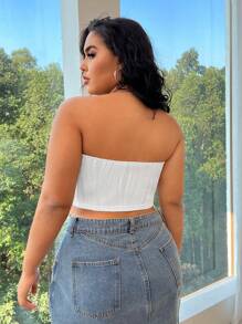 SHEIN EZwear Áo thun nữ dệt kim màu trắng có miếng đệm có thể tháo rời - trắng - Xem 7