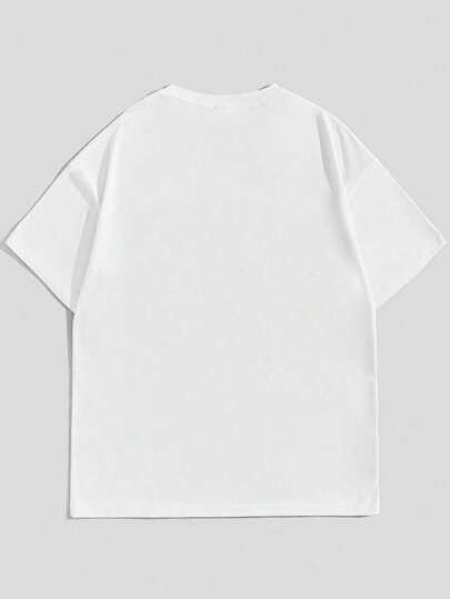 Street Life Camiseta De Manga Corta Con Estampado De Eslogan De Labios Para Hombre, Adecuada Para Uso Diario En Primavera Y Verano