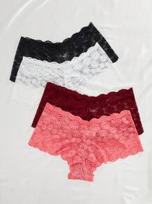 Panties De Encaje De Color Sólido Para Mujer - Multicolor - Ver 6