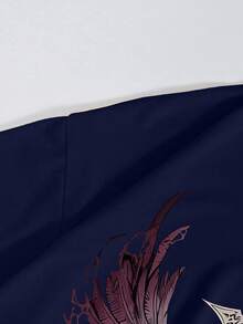 男士骷髏印花短袖t恤 - 藏蓝色 - 查看 6