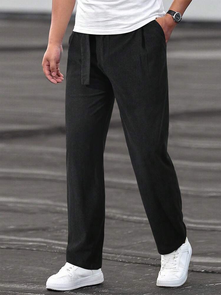 Men's Solid Color Slanted Pocket Pants