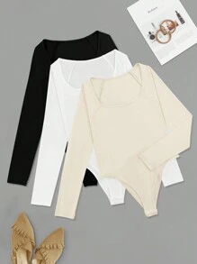 Chiquease Của phụ nữ Áo liền quần vừa vặn Với Raglan - Nhiều màu - Xem 3