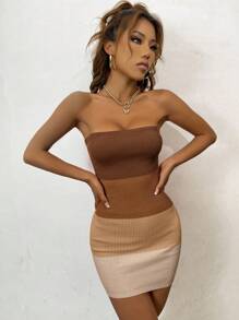 Breezaya 色塊無肩帶裙 - 彩色 - 查看 6