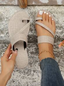 New Arrival Fashionable Ladies' Beige Flat Sandals Valentines - Beige - View 1