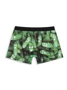 3pcs Cucumber Print Men'S Boxer Briefs - Dark Green - View 2
