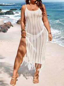 Breezaya Plus Size 1pc High Slit Hem Cami Sweater Dress