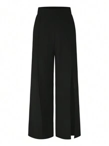 SHEIN Clasi Conjunto De Traje De Color Sólido De Talla Grande - Negro - Ver 3