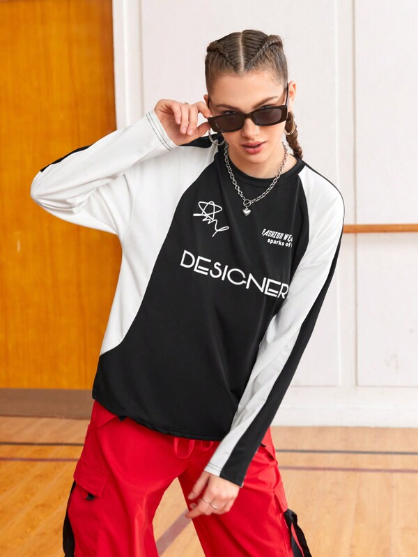 Streetz SHEIN Sport Tricou sport imprimat cu litere colorate