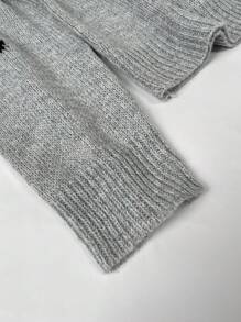 Suéter holgado de cuello redondo, manga larga y caída de hombros con estampado floral, para uso casual en otoño/invierno