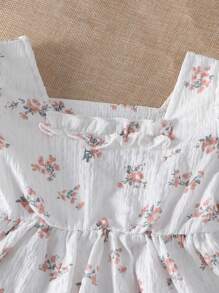 Vestido Fresco Y Encantador Con Estampado Floral Para Bebé Niña, Temporada Primavera/verano - Blanco - Ver 5