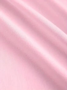 SHEIN EZwear Letter Printed Short Sleeve T-Shirt - Pink - View 5