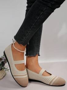 Mới Thoáng khí Thoải mái Giải trí Giày lười Thời trang Lưới Giày phẳng Đối với phụ nữ - Màu be - Xem 1