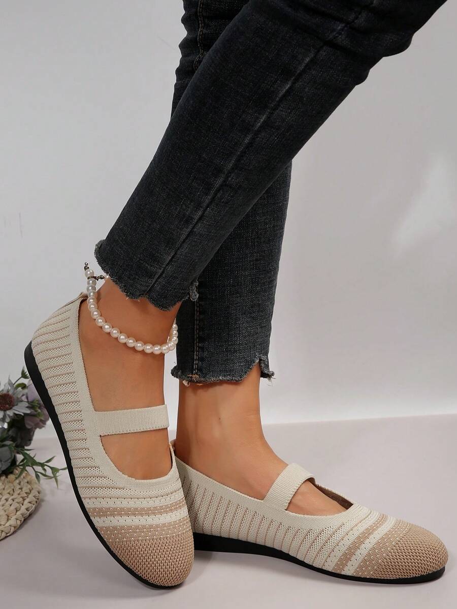 Mới Thoáng khí Thoải mái Giải trí Giày lười Thời trang Lưới Giày phẳng Đối với phụ nữ - Màu be - Xem 1