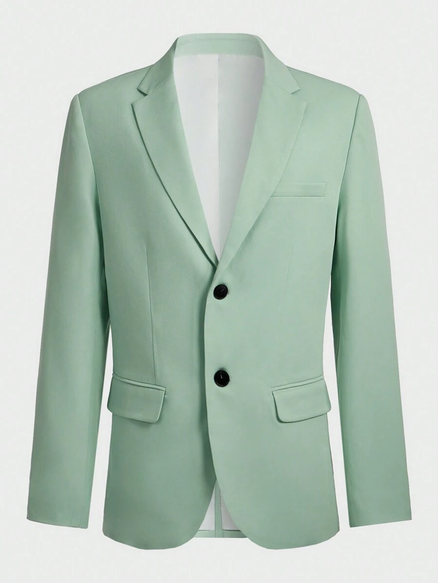 Manfinity Mode Men's Notched Lapel Suit Jacket - Green - View 1