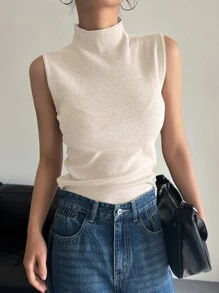 DAZY Women'S Stand Collar Sweater Vest,Fall Clothes - Apricot - View 5