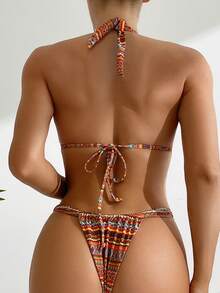 SHEIN Swim 女士性感幾何印花比基尼套裝 - 彩色 - 查看 2