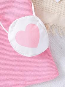 SHEIN Baby Girl Sleeveless Heart Pattern Printed Tank Dress And Bag, Cute, Sweet, Elegant, Perfect For Outdoor Activities In Spring And Summer - Pink - View 3