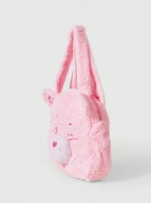 ROMWE X Care Bears Light Pink Plush Shoulder Tote Bag, Valentines - Baby Pink - View 5