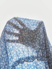 少女織花印花鬆身休閒裙 - 藍色 - 查看 6