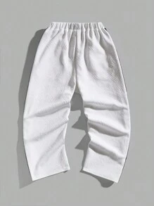Tween Boy's Casual Loose-Fit Knit Jogger Pants With Side Seam And Woven Tape Decoration