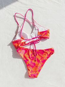 SHEIN Swim Women's Summer Beach Floral Printed Bikini Set Bathing Suit - Multicolor - View 3