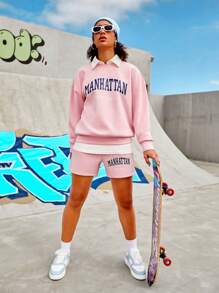 Streetz SHEIN Sport Women's Letter Printed Sports Set - Baby Pink - View 8