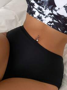 SHEIN Swim Summer Beach Women's Solid Color Bikini Bottom Carnival - Black - View 1