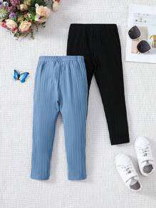 SHEIN 年轻女孩针织字母贴片打底裤两件套休闲装