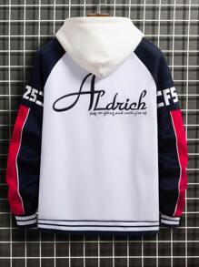 Manfinity Hypemode Veste De Baseball Pour Hommes / Boutonnée Avec Motif D'alphabet Et Bordure Contrastante
