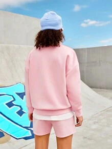 Streetz SHEIN Sport Women's Letter Printed Sports Set - Baby Pink - View 2