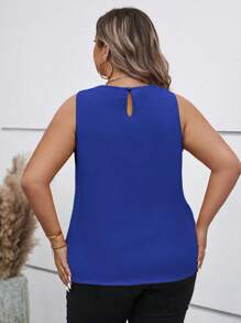 SHEIN Clasi Kích thước lớn Vòng cổ Áo không tay - Xanh đậm - Xem 2