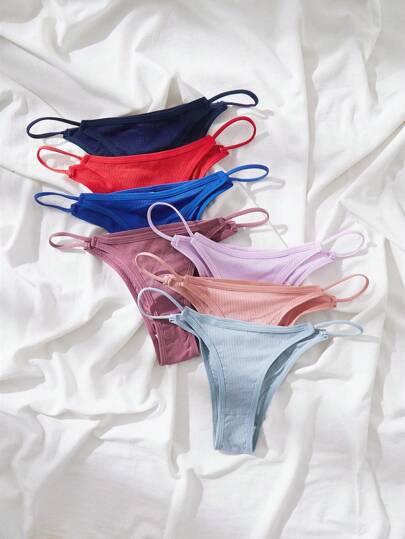 7 paquets de sous-vêtements en tricot côtelé pour femmes