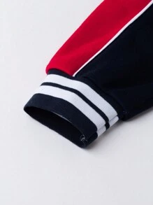 Manfinity Hypemode Veste De Baseball Pour Hommes / Boutonnée Avec Motif D'alphabet Et Bordure Contrastante