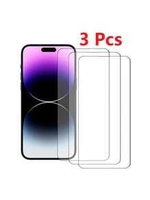 ROMWE 3pcs/Set Full Coverage Hd Tempered Glass Screen Protector Compatible With IPhone 11/12/13/14 Pro/15 Pro Max, Transparent Mobile Phone Protective Film - Multicolor - View 1