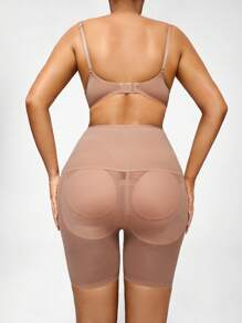 Women's Contrast Mesh Bodysuit Shapewear Bottom - Apricot - View 2