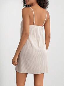 Ocili 女士純色肩帶家居裙 - 卡其色 - 查看 2