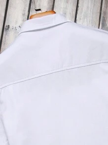 Manfinity Homme Men's Short Sleeve Distressed Denim Shirt - White - View 7