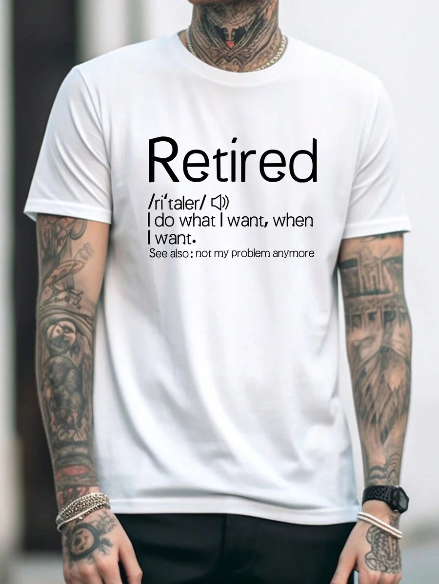 Men's 'Retired' Slogan Graphic Tee - White - View 1