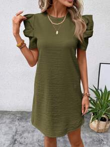 SHEIN Clasi Solid Color Round Neck Women's Dress