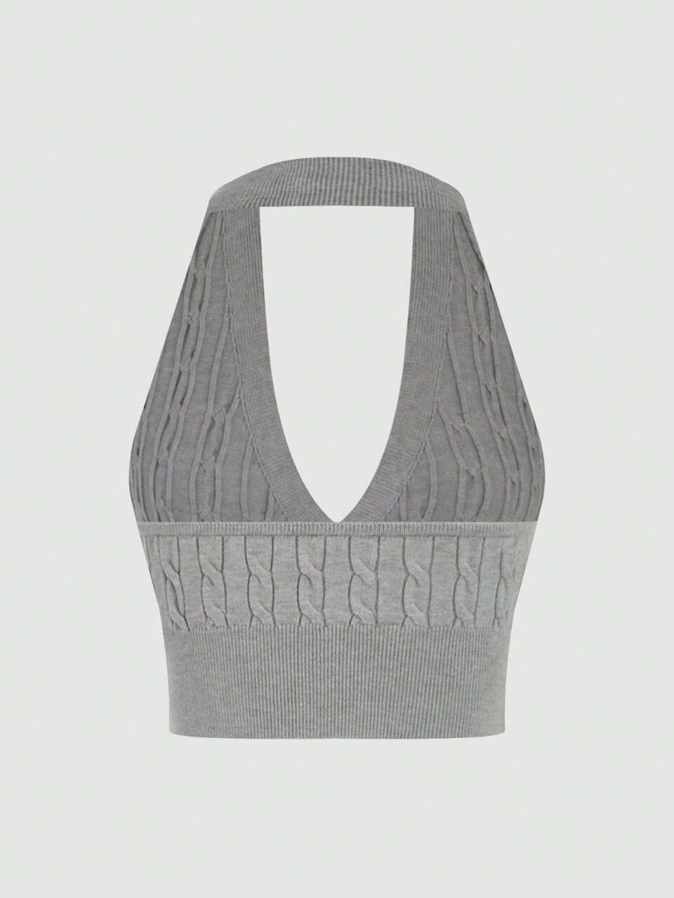 Women's Gray Sleeveless Knit Top With Turn-Down Collar