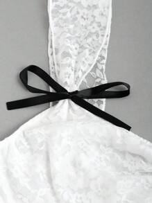 Sweetra Của phụ nữ Ren Áo Và Đuôi nàng tiên cá Bộ váy Với Nơ bướm Đồ trang trí - trắng - Xem 7