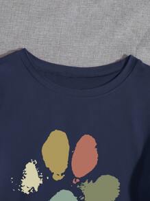 INAWLY Pattern Printed Short Sleeve T-Shirt Faith Hope Love Graphic Tees Women Tops - Navy Blue - View 3