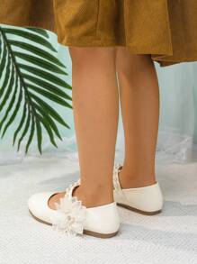 Zapatos Planos Dulces De Princesa Para Niñas, Blancos, Punta Redonda, Suela Suave, Transpirable, Adecuados Para Presentaciones, La Escuela, El Baile, La Primavera/verano - Blanco - Ver 2