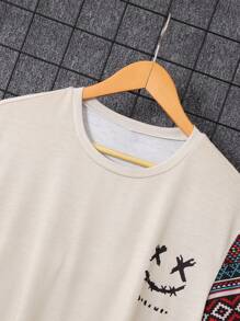 2pcs/Set Men's Geometric Pattern Short Sleeve T-Shirts And Shorts - Multicolor - View 3