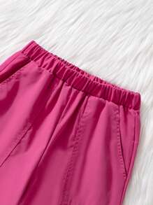 Sparklyn Tween Girl Elastic Waist Cargo Pants - Hot Pink - View 4