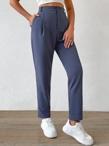 Chiquease Women's High-Waisted Tapered Pants With Pockets - Grey - View 4