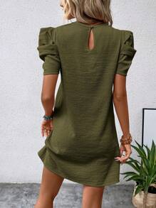 SHEIN Clasi Solid Color Round Neck Women's Dress