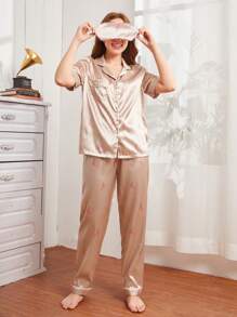 Teen Girls' Flamingo Print Homewear Pajama Set - Dusty Pink - View 1