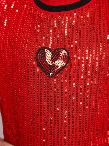 Vestido De Lentejuelas De Fiesta Precioso Para Niñas Adolescentes - Rojo - Ver 4
