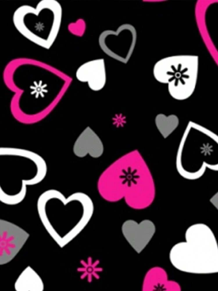 Plus Size Women's Stand Collar Long Sleeve T-Shirt And Heart Printed Skirt 2pcs/Set Fall Cloth For Women